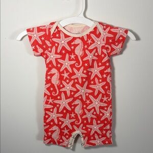 Winter Water Factory Sea Life Baby Romper with Seahorse & Starfish  - 3 mos